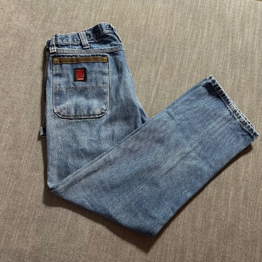 Riggs Workwear Wrangler Carpenter Jeans Mens 36x30 Blue Relaxed Fit Hammer Loop